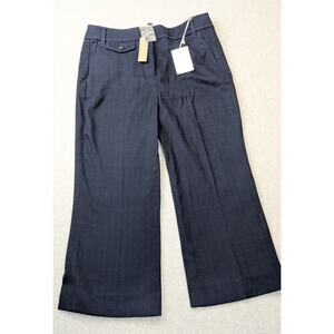 J. Crew Womens High Waisted Kickout Crop Pant Blue Size 8 Cotton Grasscloth